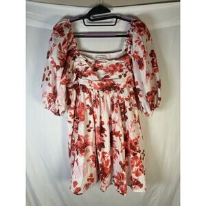 Abercrombie & Fitch Floral Puff Sleeve Babydoll Dress Cottagecore L Pockets